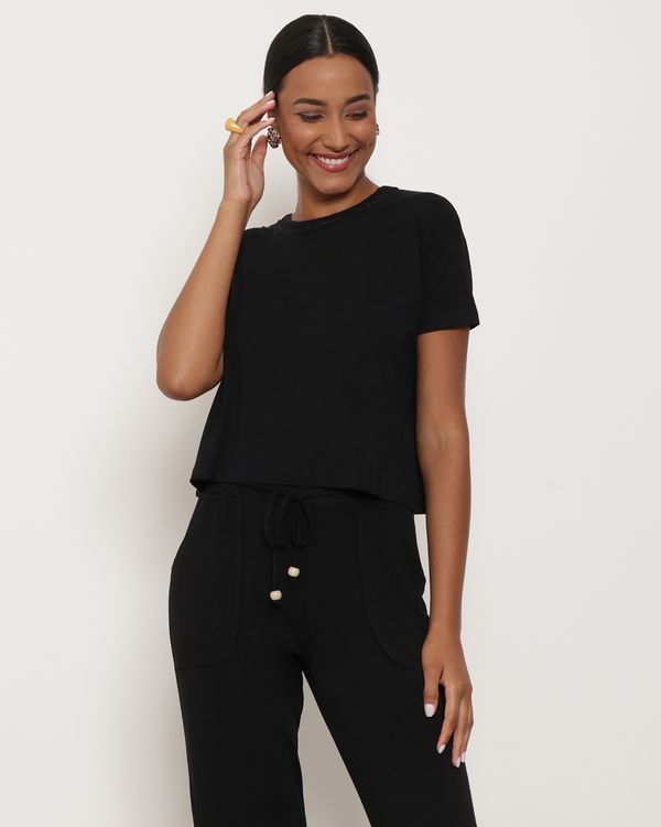 Blusa Feminina Decote com Detalhe Preta G