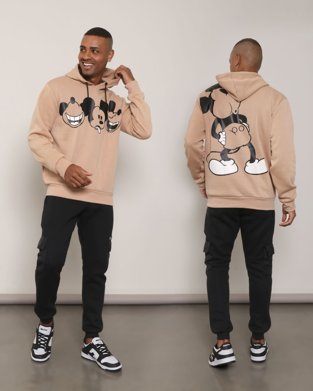 Moletom-Hoo13-Mickey-Fech-Capuz---Marrom-Claro
