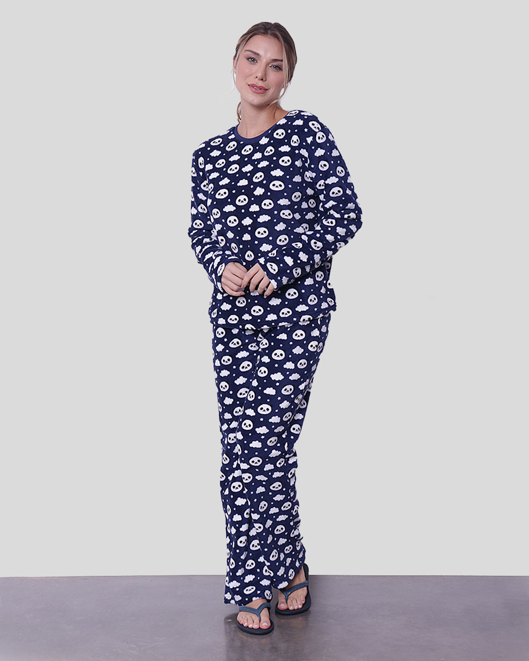 Pijama-Longo-Soft-Decredondo-Panda---Marinho