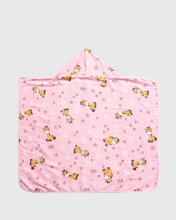 Toalha Banho Bebê Com Forro Fralda e Capuz 70cm x 90cm Rosa UN