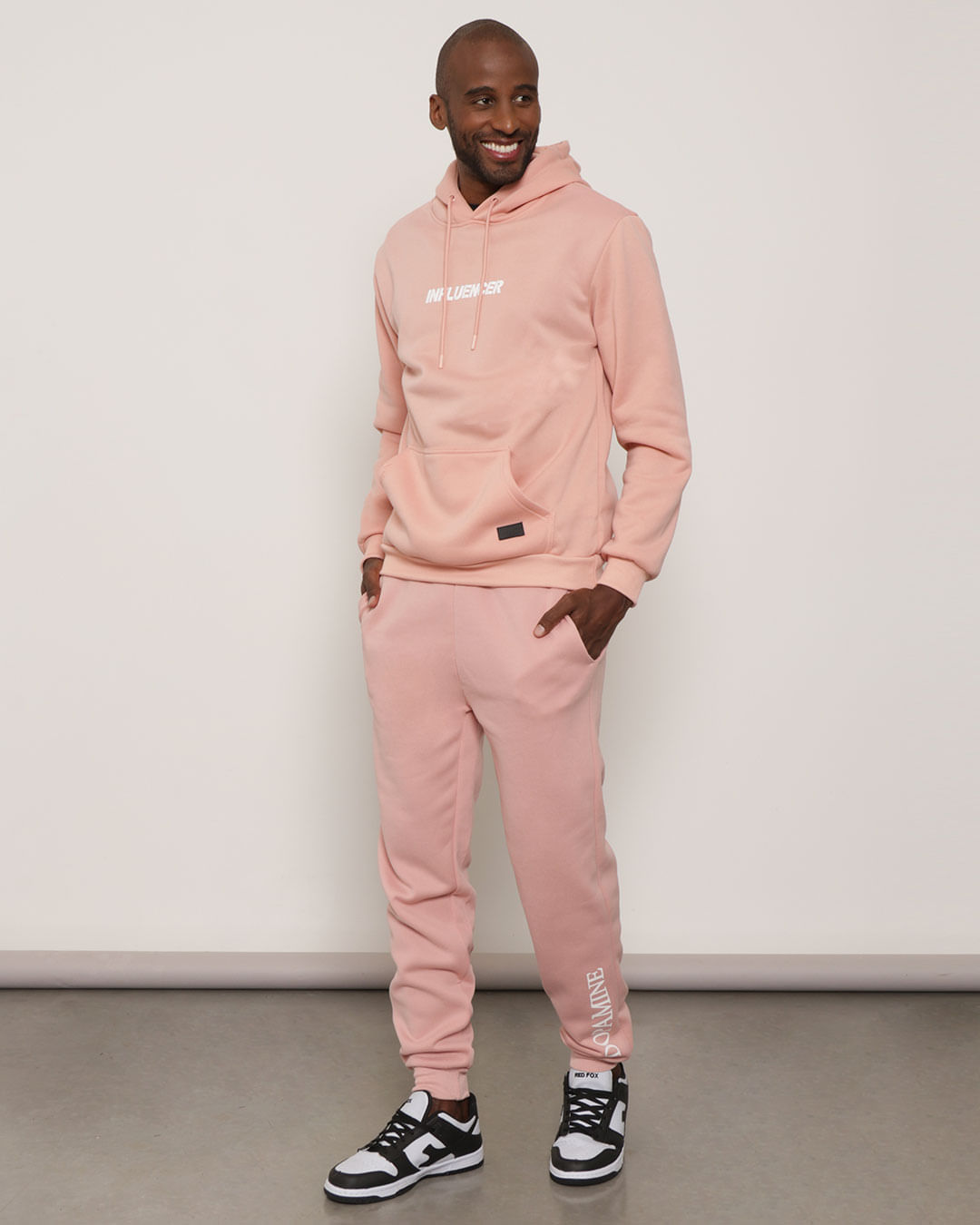 Calça Moletom Masculina Jogger Com Estampa Dopamine Rosa