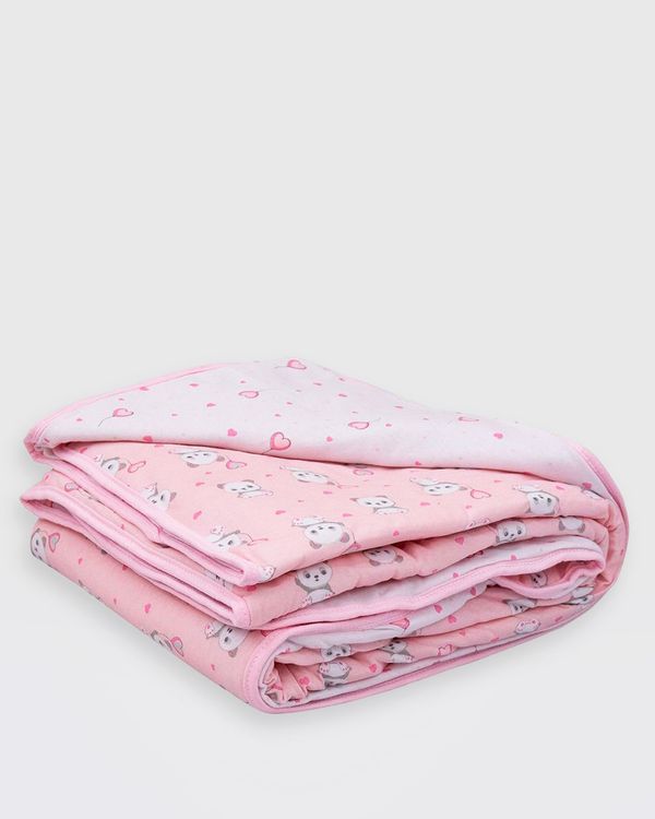 Edredom Infantil Berço Ursinho Panda Algodão Bublim Baby Rosa Claro UN