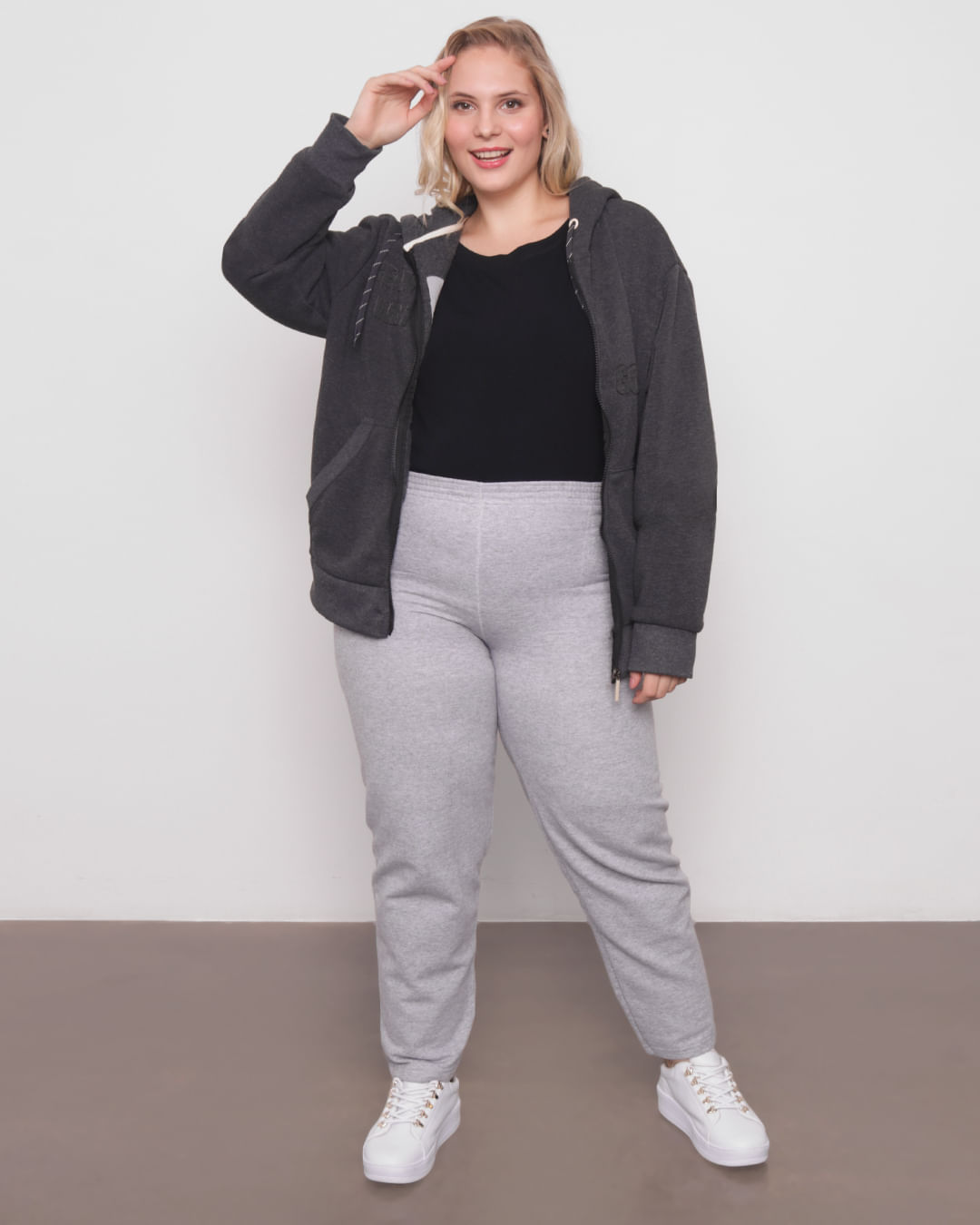 Cinza Escuro Moletom Cinza Com Capuz Feminino Blusão Feminino