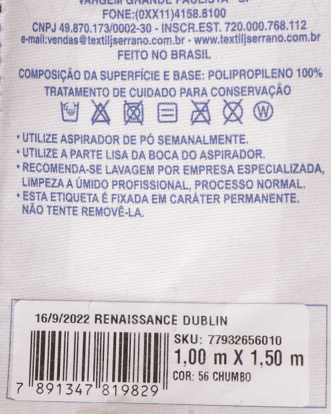 Tapete-Renaissance-Dublin-100x150-Chumb---Cinza-Escuro
