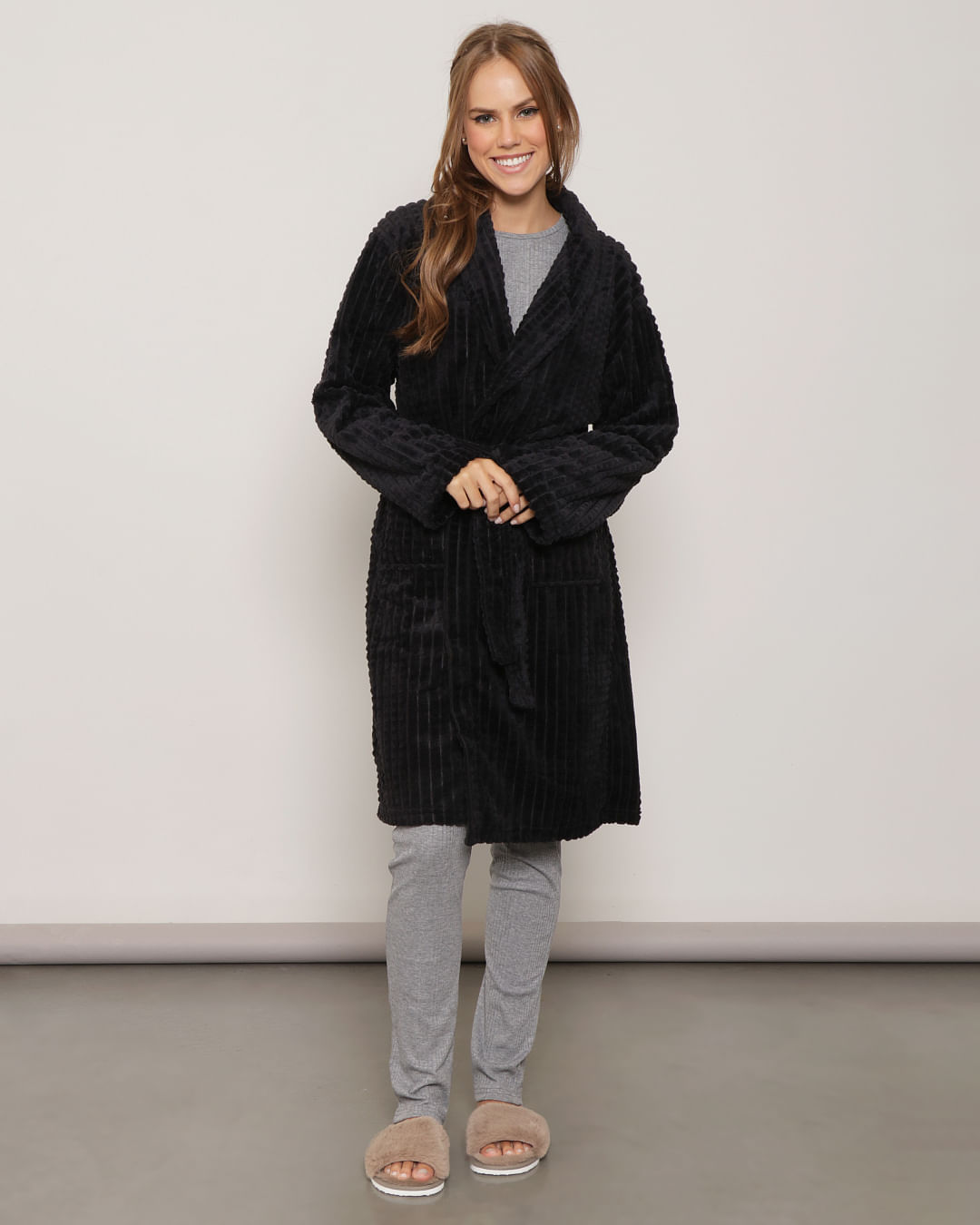 Roupao-Jacquard-Flannel-Fleece---Preto
