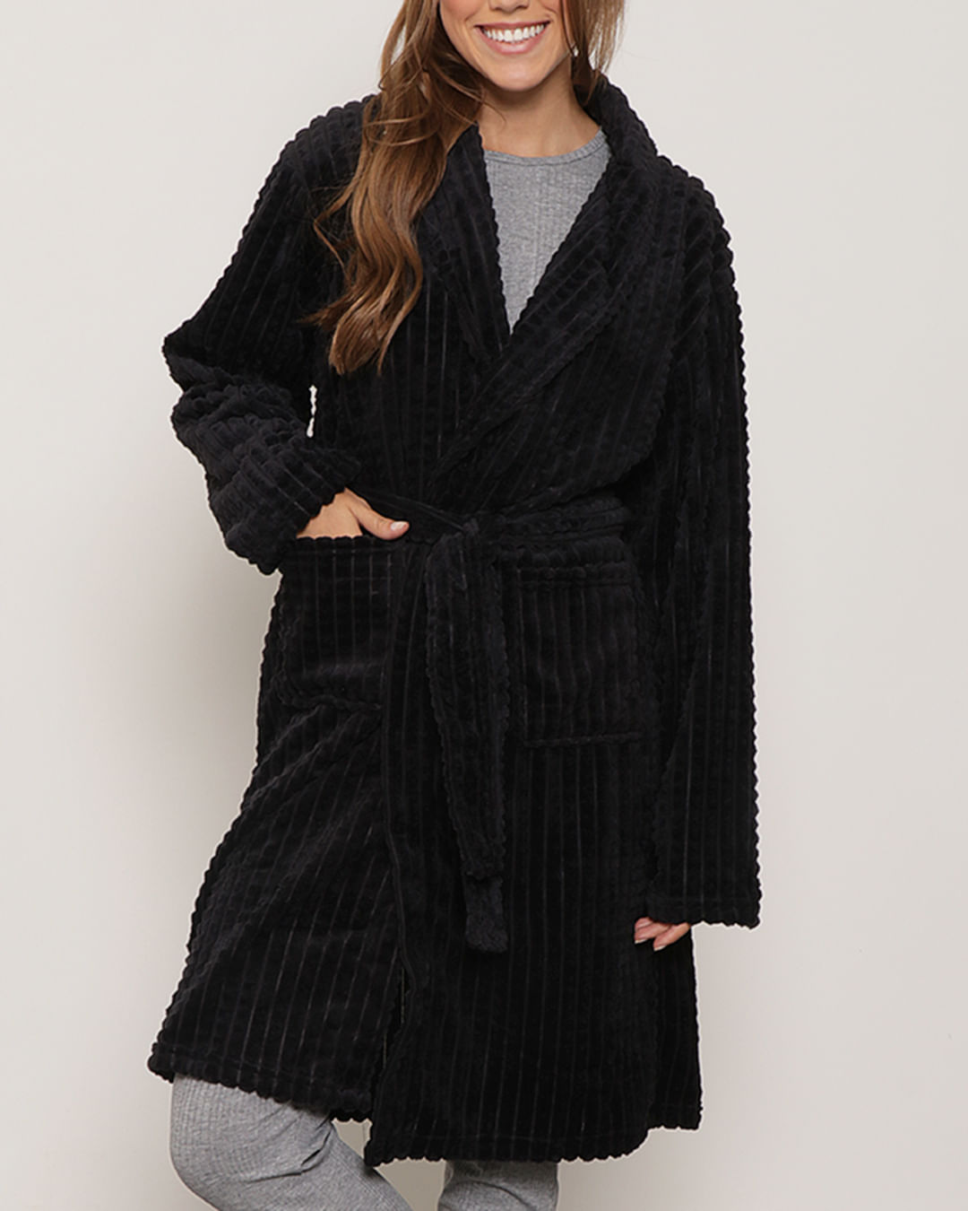Roupao-Jacquard-Flannel-Fleece---Preto