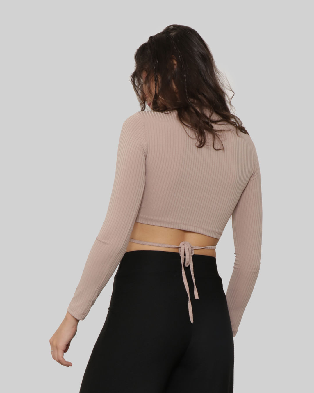 Blusa-Ml-Canel-2544-Gola-Alta-Gota-Barra---Bege-Escuro