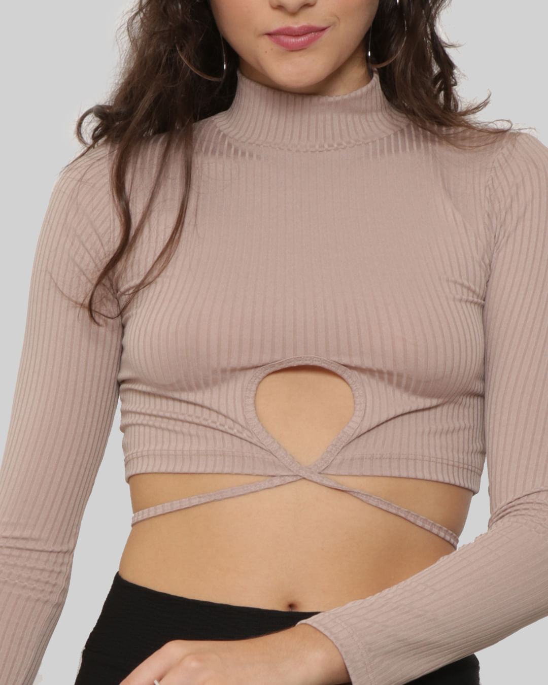 Blusa-Ml-Canel-2544-Gola-Alta-Gota-Barra---Bege-Escuro