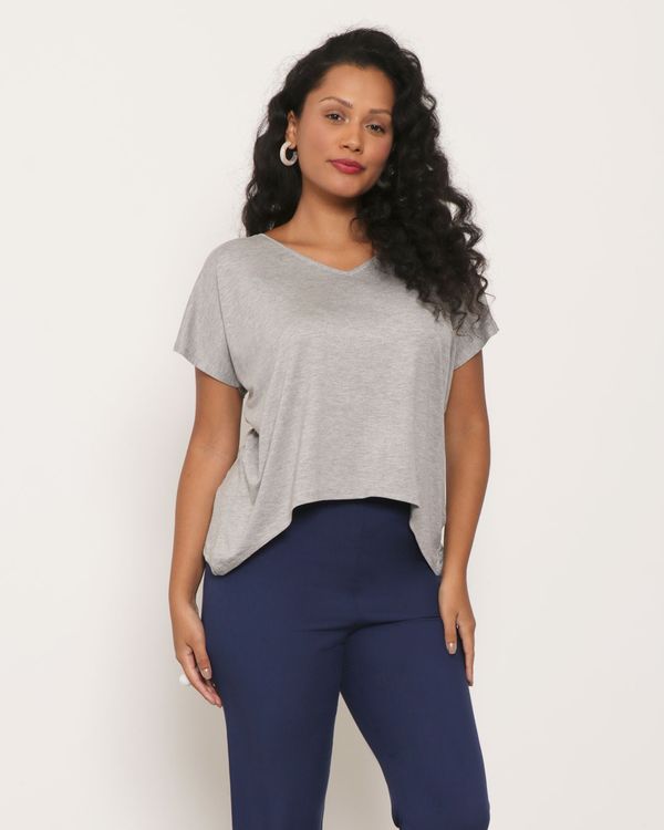Blusa Feminina Gola V Cinza M
