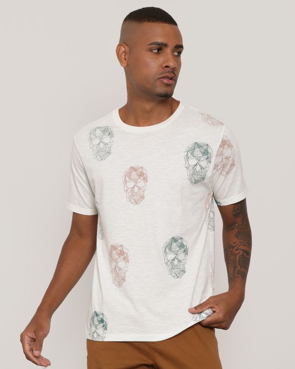Camiseta Masculina Manga Curta Estampa Caveira Off White G