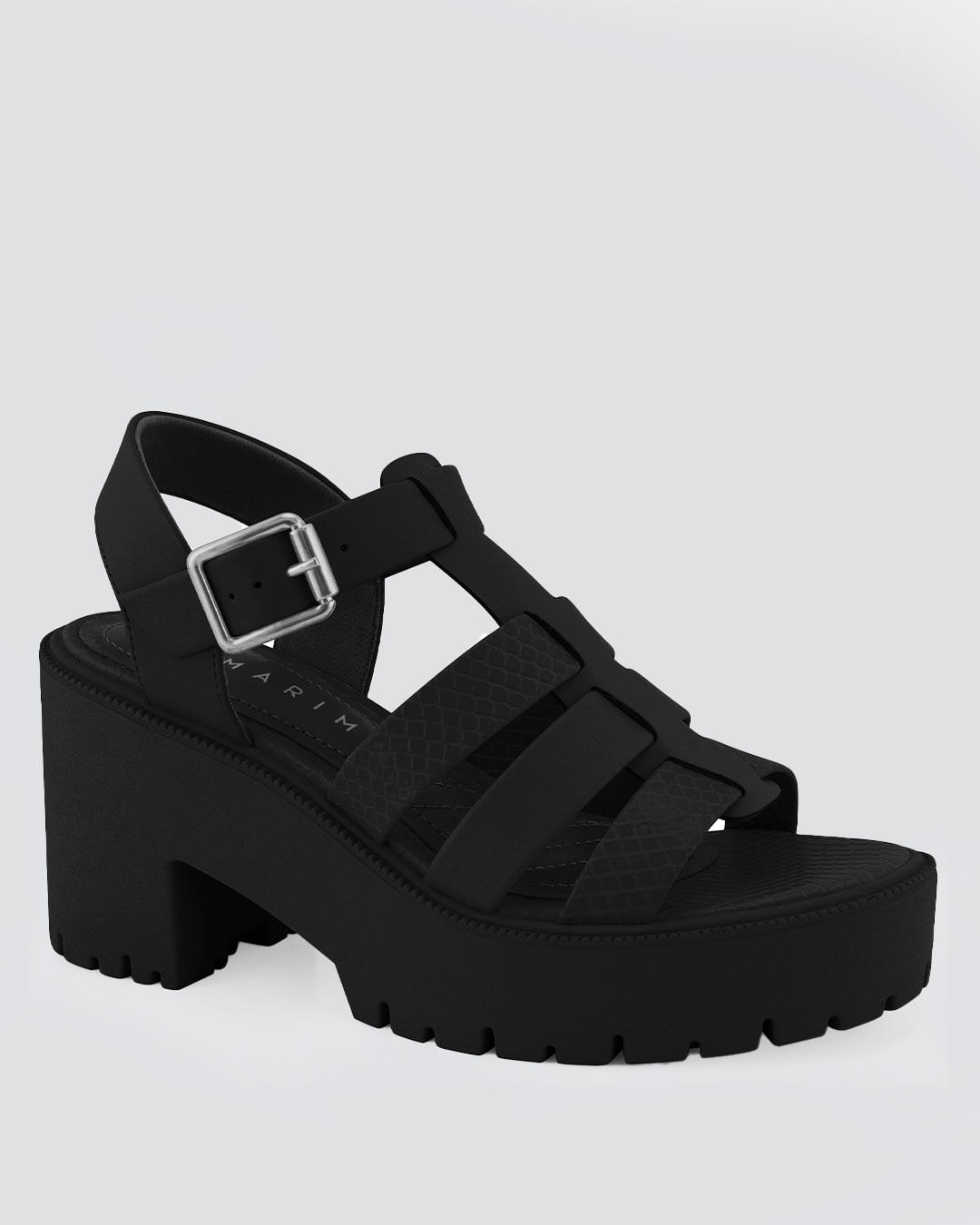 Sandália Plataforma Sandalia Tratorada Ramarim Preta Sandália