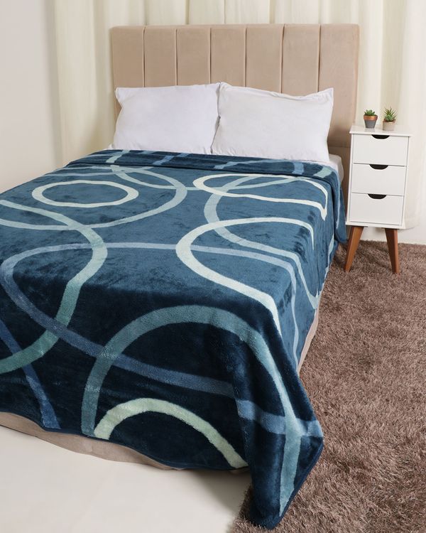 Cobertor Casal Plus Zurique Geométrico Kyor Jolitex Azul UN