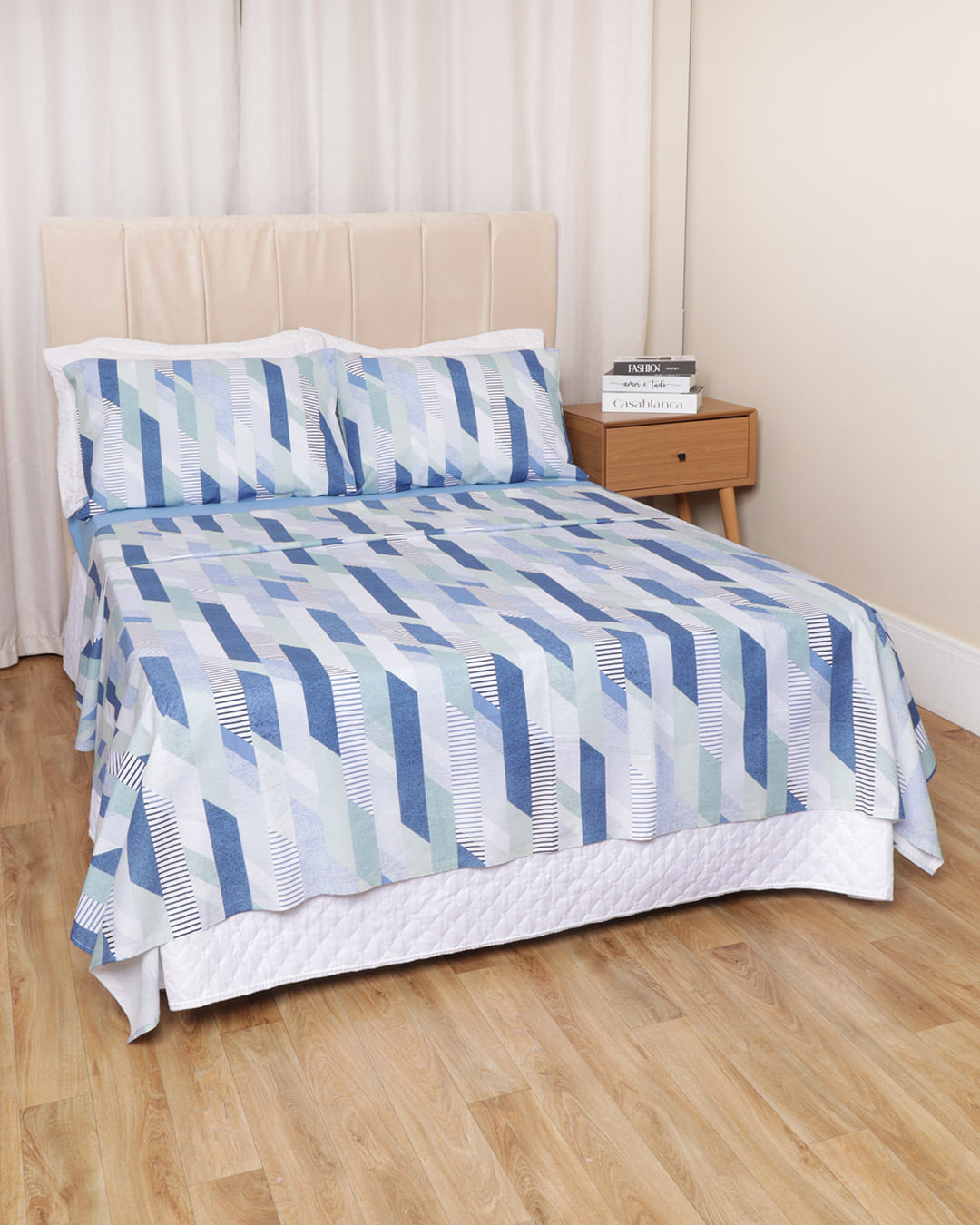 Jg-Cama-Cs-Estamp-Sort-Algo-4-Pc---Azul-Listrado