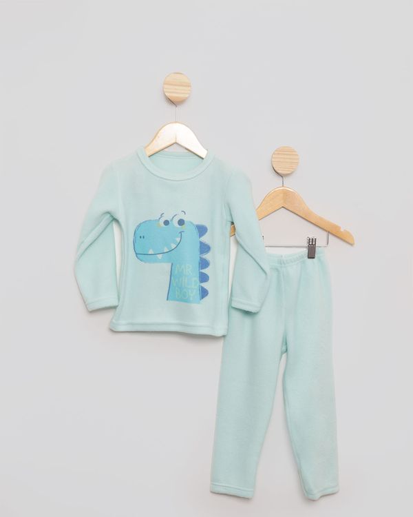 Pijama Bebê Soft Gola Careca Dinossauro Verde 1