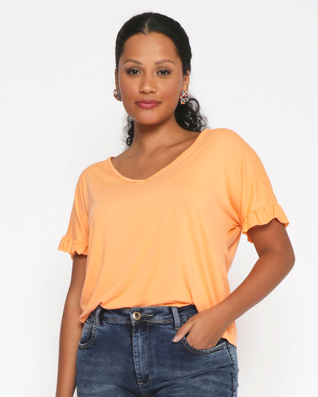 Blusa-33315-Ampla-Babados-Manga---Laranja-Outros