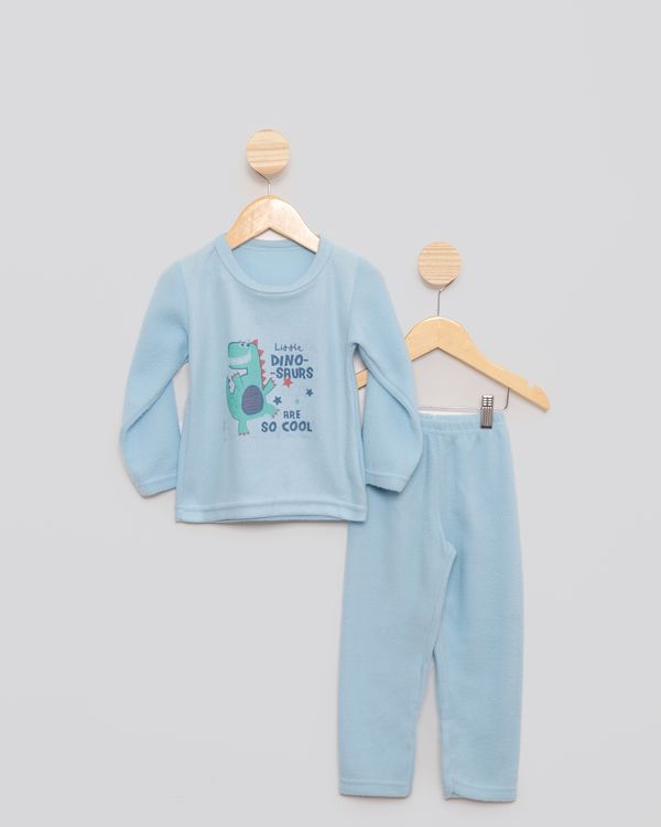 Pijama Bebê Soft Gola Careca Dinossauro Azul 1