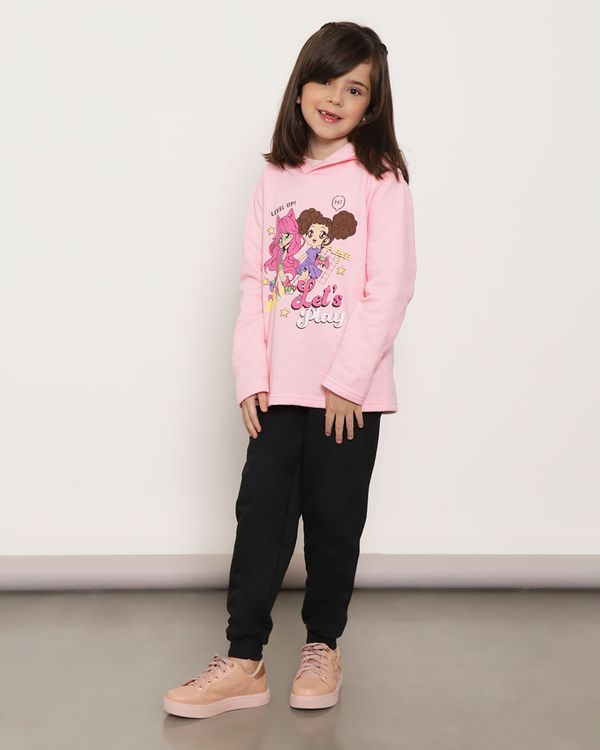 Conjunto Moletom Infantil Com Capuz Rosa 6