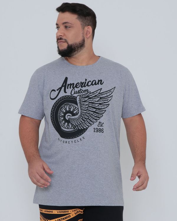 Camiseta Plus Size American Custom Cinza G1