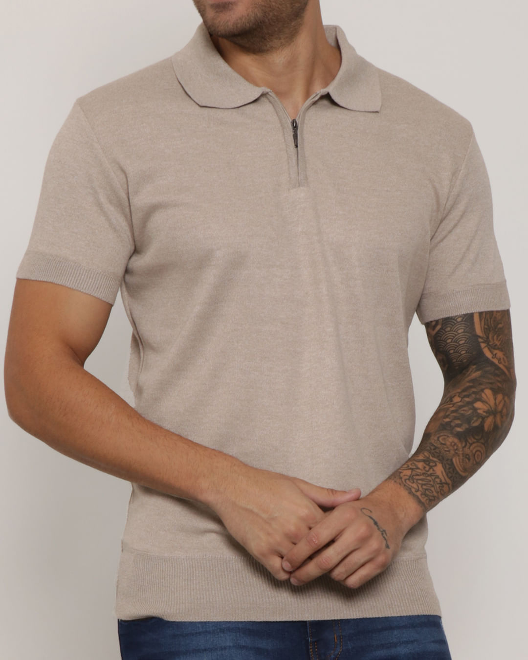 Polo-Tricot-Faro-Half-Ac-2-Kaki-Cl-Pgg---Bege-Claro