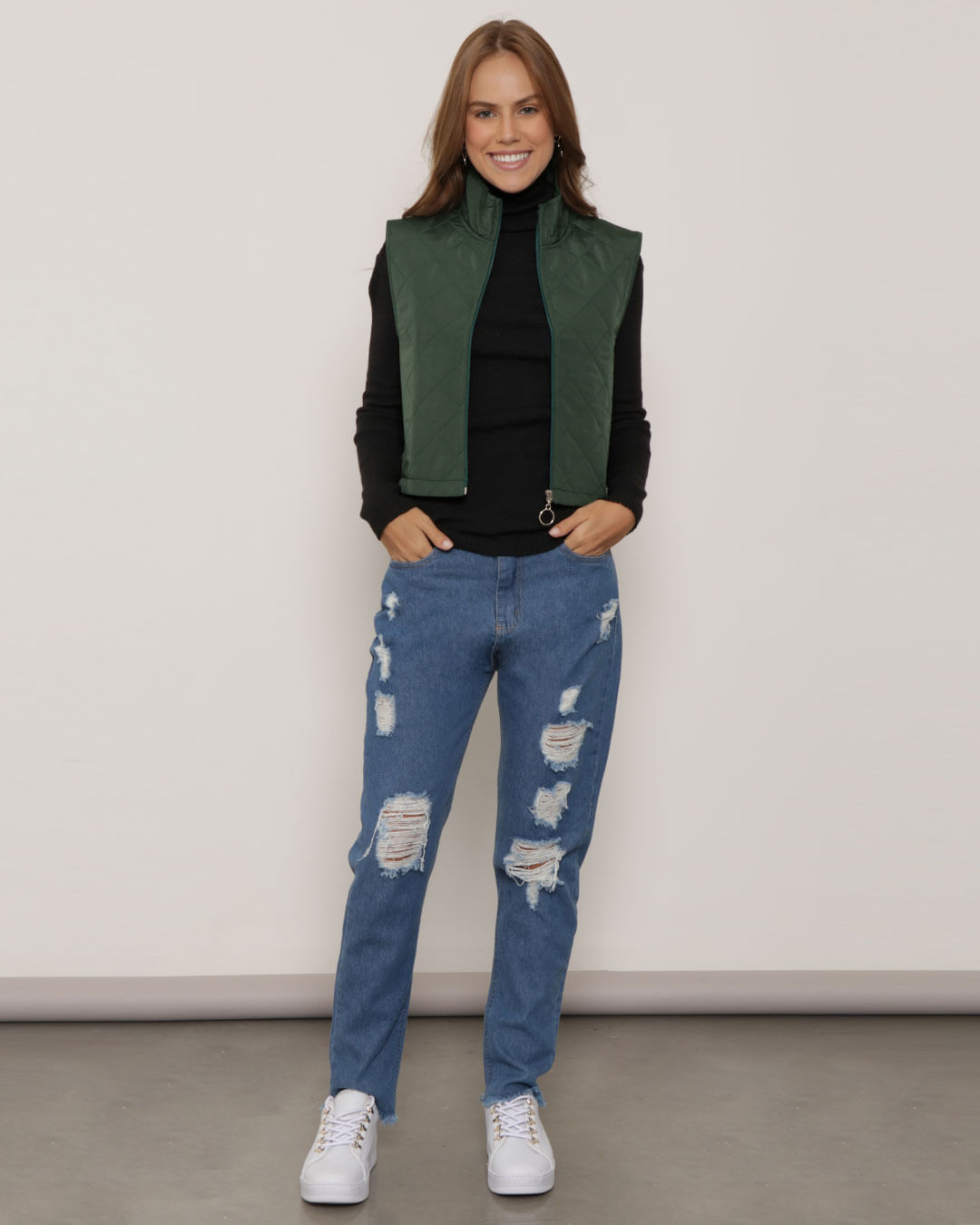 Colete-Cropped-Matelasse-Kais1093---Verde-Escuro