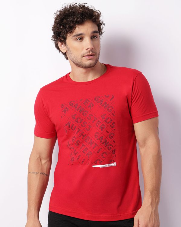 Camiseta Masculina Gangster Manga Curta Vermelha G