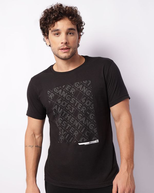 Camiseta Masculina Gangster Manga Curta Preta P