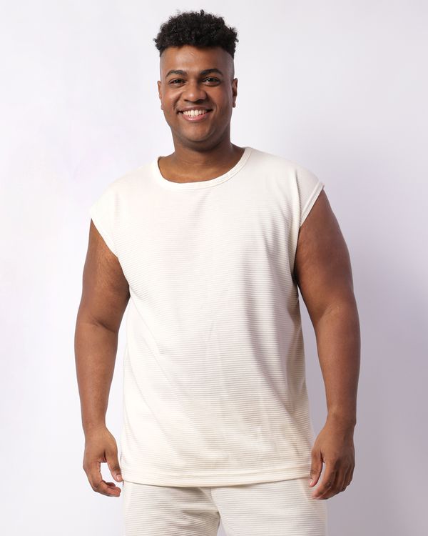 Regata Plus Size Masculina Texturizada Off White G1
