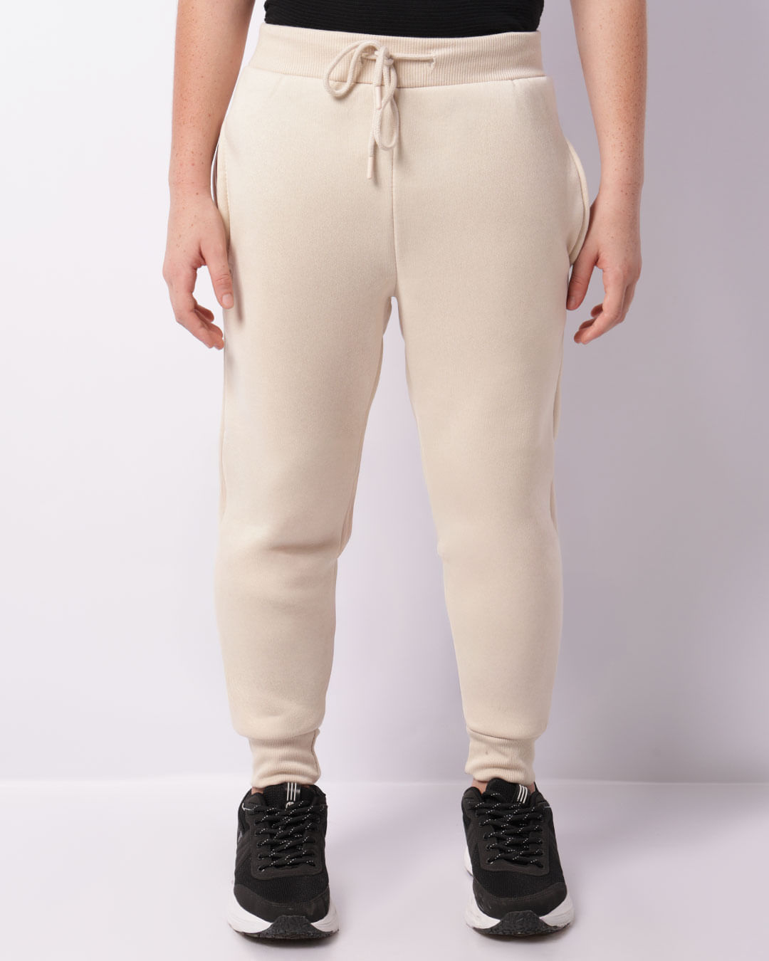 Calça Moletom Juvenil Jogger Bege -1741376328433