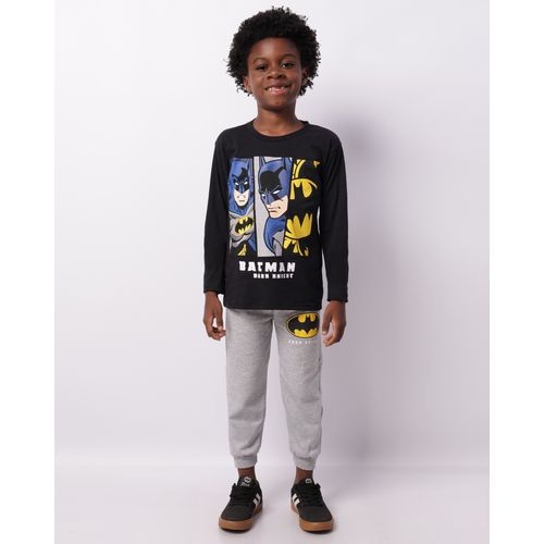 Calça Moletom Infantil Dc Comics Batman Jogger Cinza