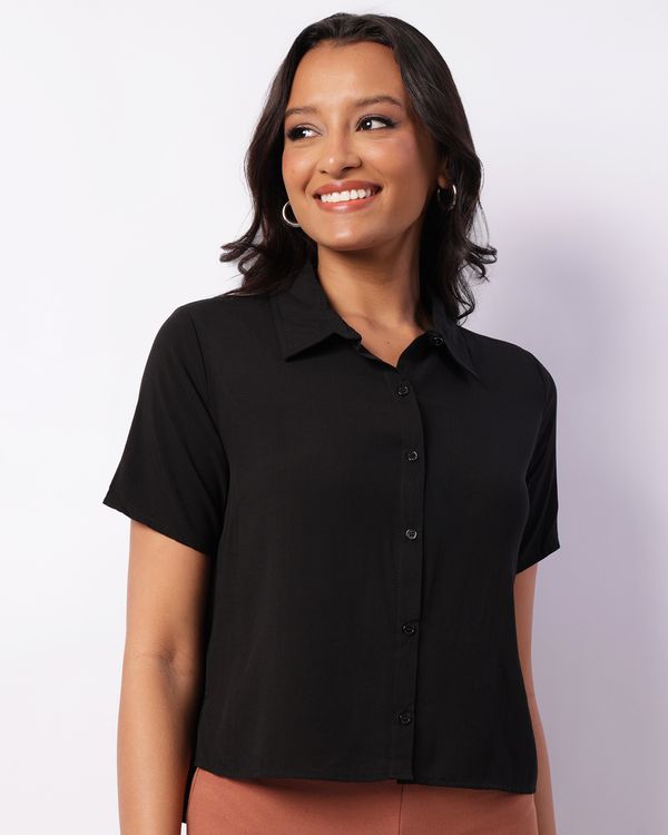 Camisa Feminina Berry & Co. Mullet Manga Curta Preta P