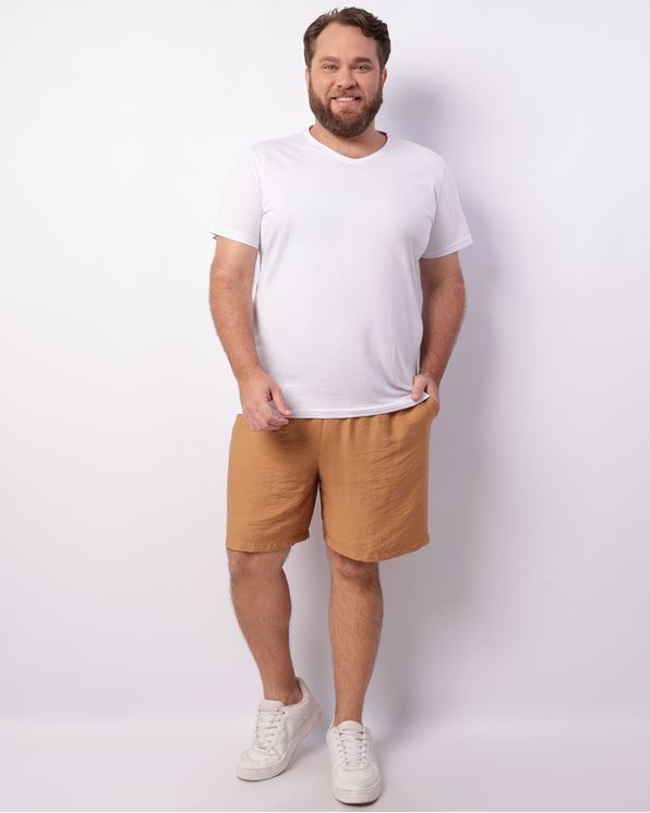 Bermuda Plus Size Masculina Reta Estonada Cinza