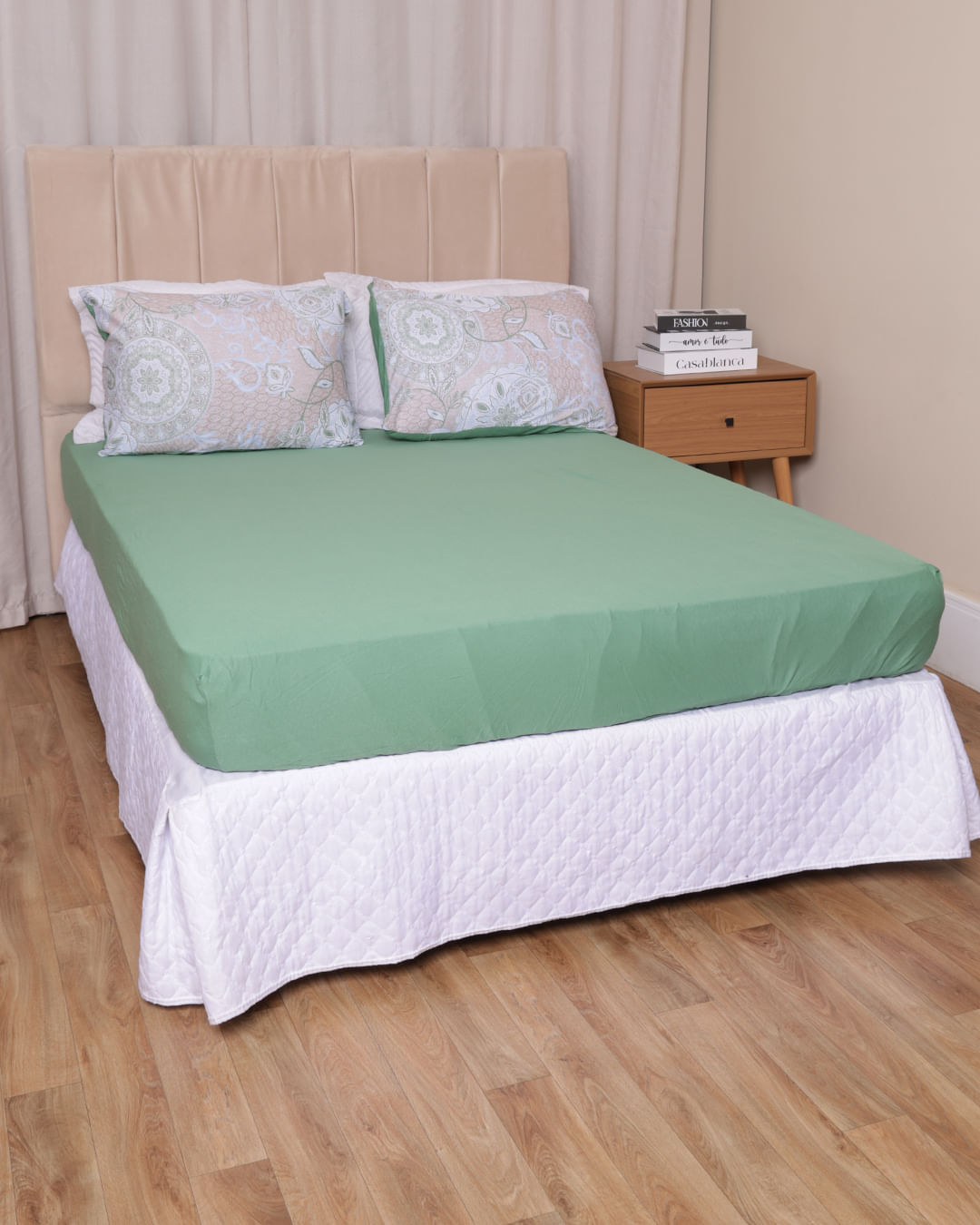 Jg-De-Cama-Cs-Slim-3-Pcs-Etnico---Verde-Floral