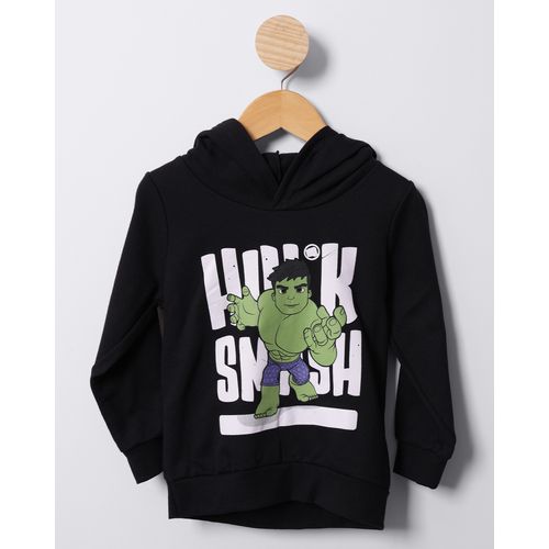 Blusão Moletom Bebê Marvel Hulk com Capuz Preto