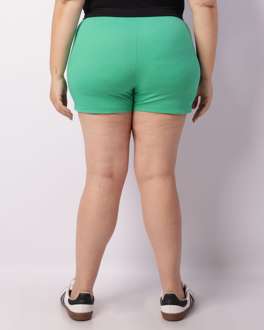 Short Plus Size Feminino Moletinho Curto Verde-1744223825772