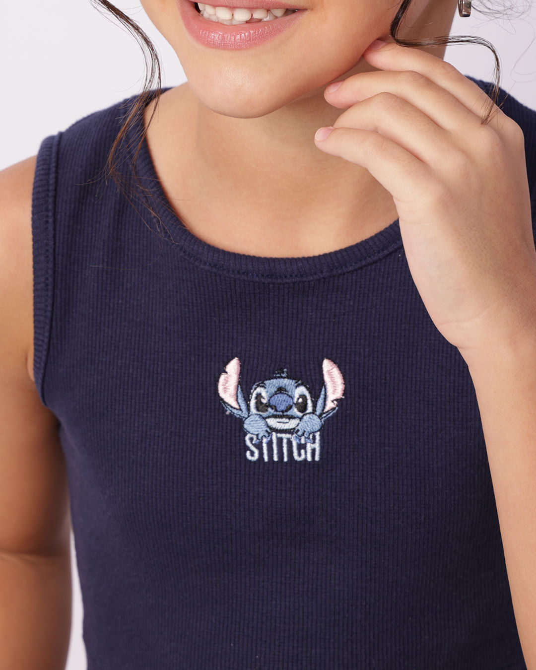 Regata Infantil Cropped Canelada Disney Stitch Marinho-1744226654795