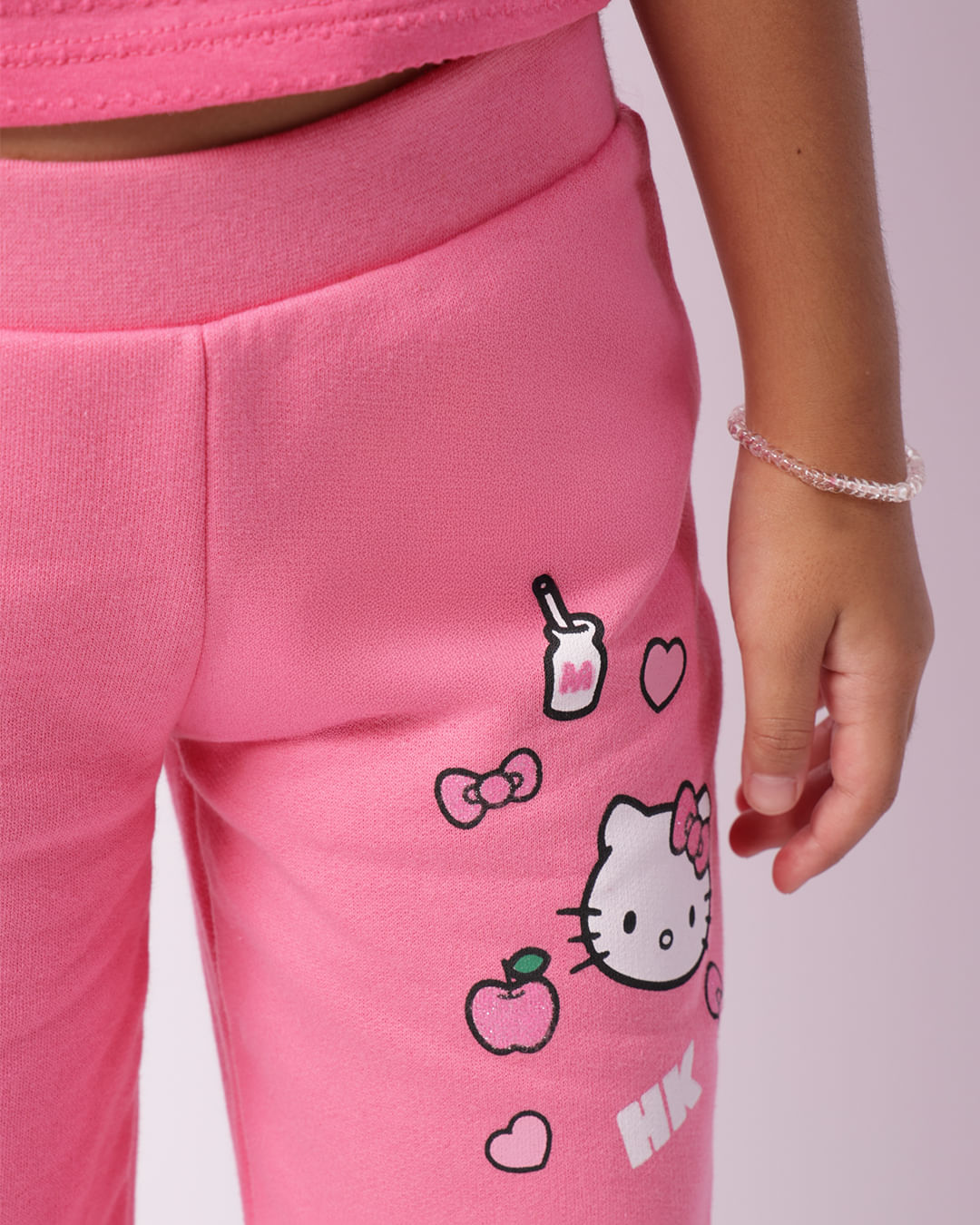 Calça Moletom Infantil Jogger Hello Kitty Rosa-1744228206571