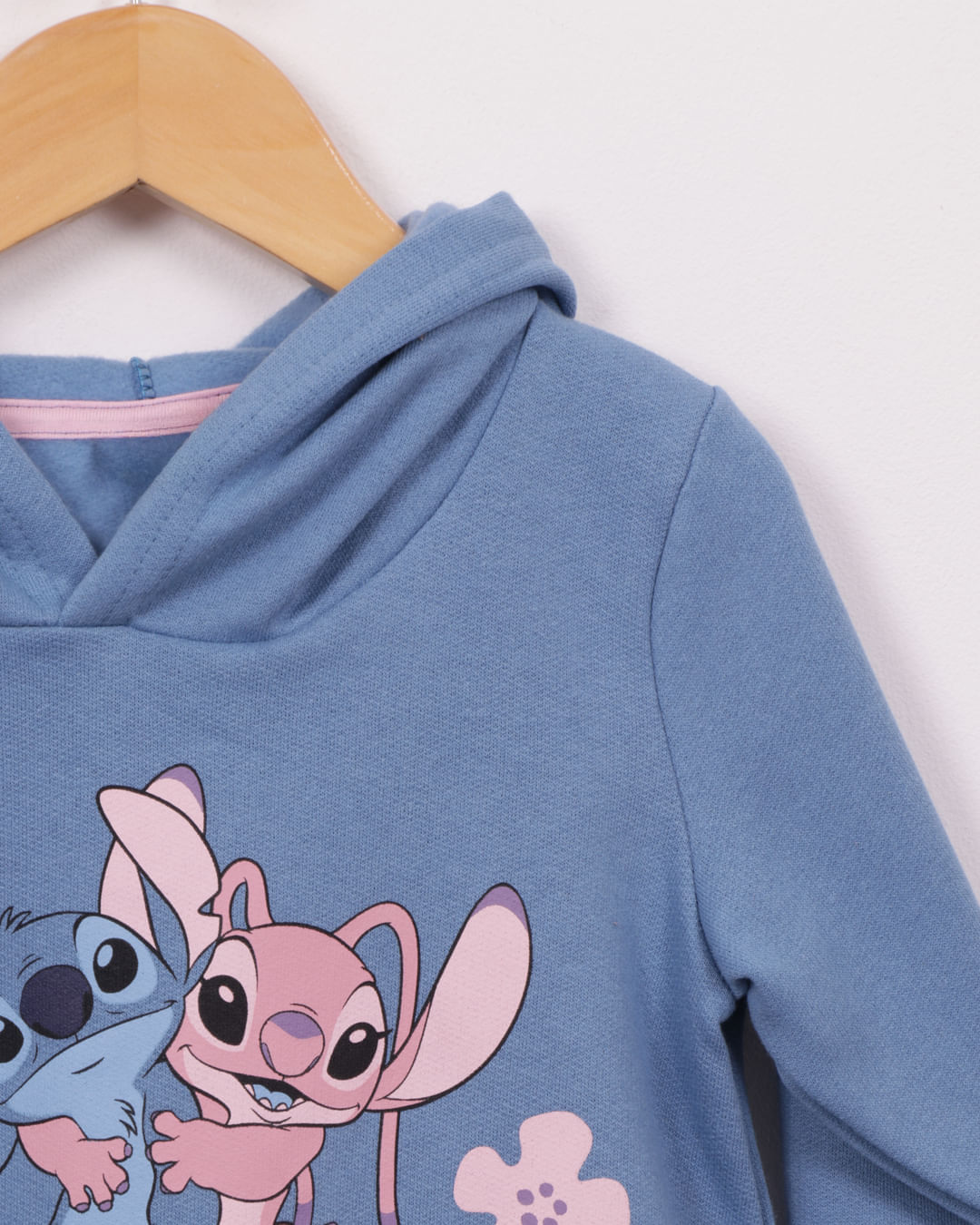 Blusão Moletom Bebê Disney Stitch E Angel Com Capuz Azul-1744232707798