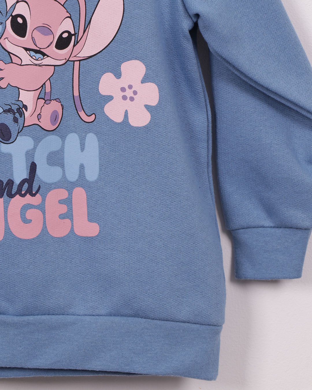 Blusão Moletom Bebê Disney Stitch E Angel Com Capuz Azul-1744232717838