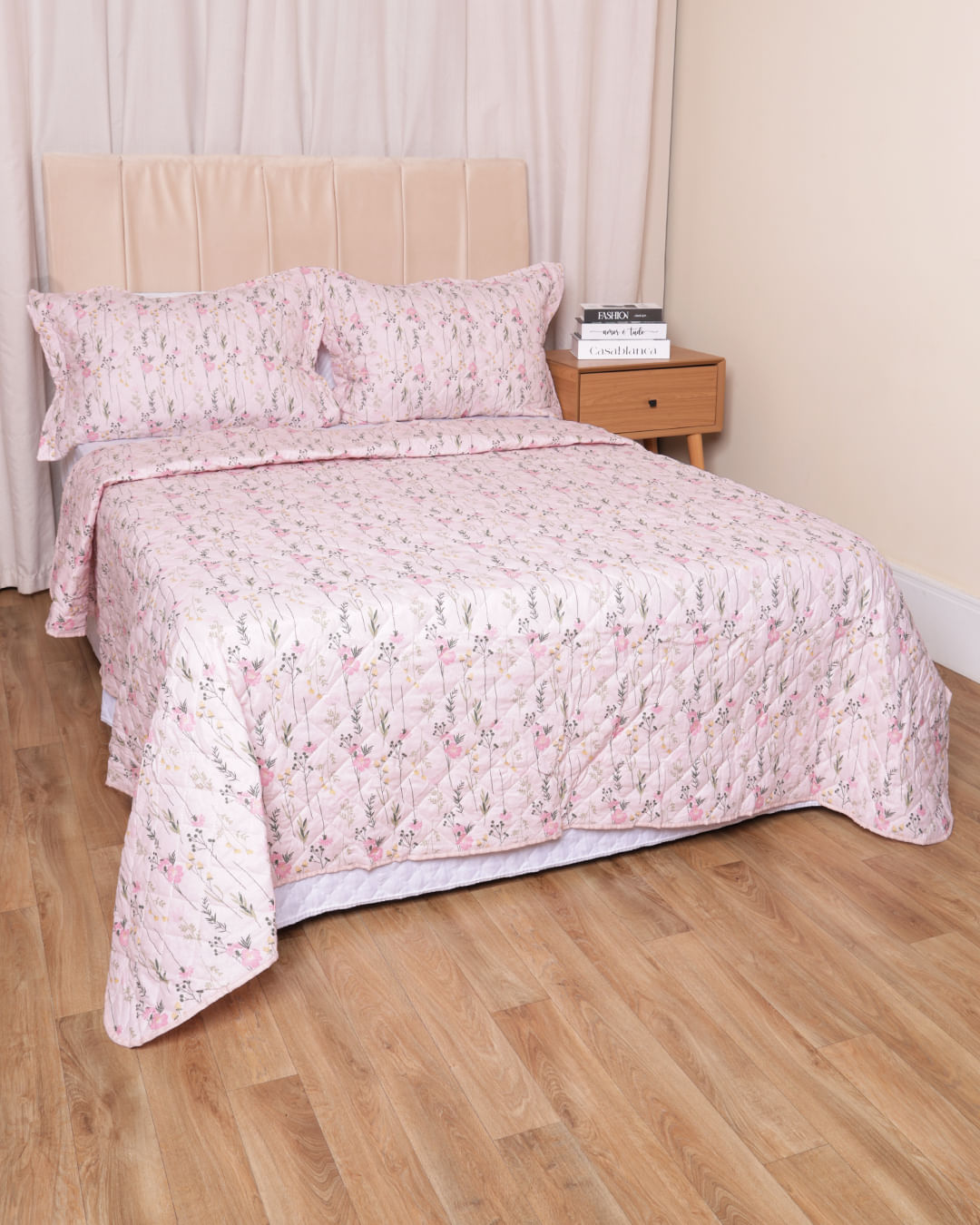 Kit-Colcha-Algodao-200-X-250---Rosa-Floral