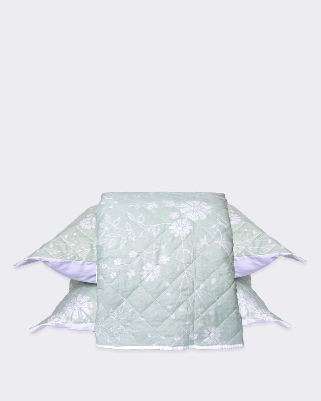 Kit-Colcha-Algodao-200-X-250---Verde-Floral