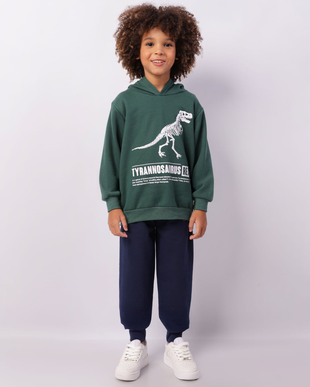 Calça Moletom Infantil Jogger Estampa Dinossauro Marinho