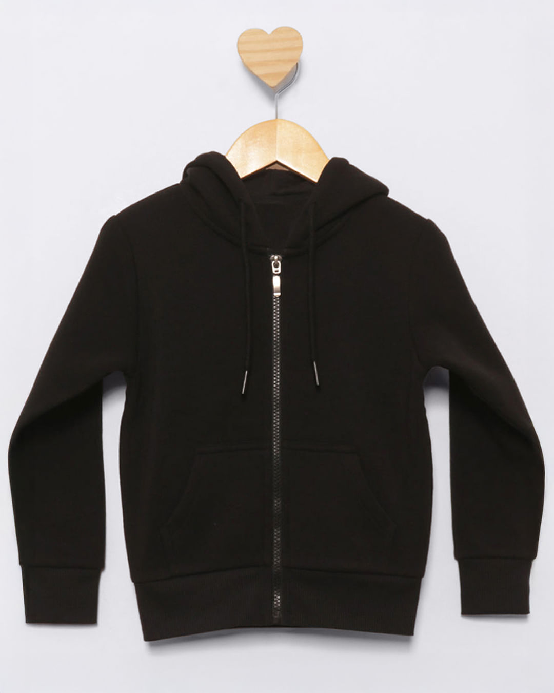 Blusão Moletom Bebê Bolso Frontal Com Capuz Preto