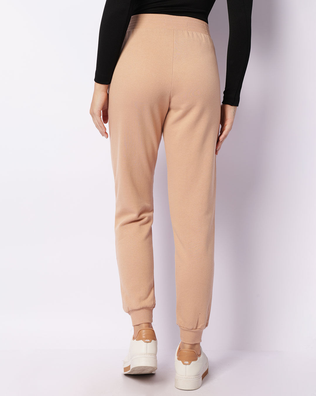 Calca-T585-Moletom-Jogger-Com-Friso---Bege-Medio