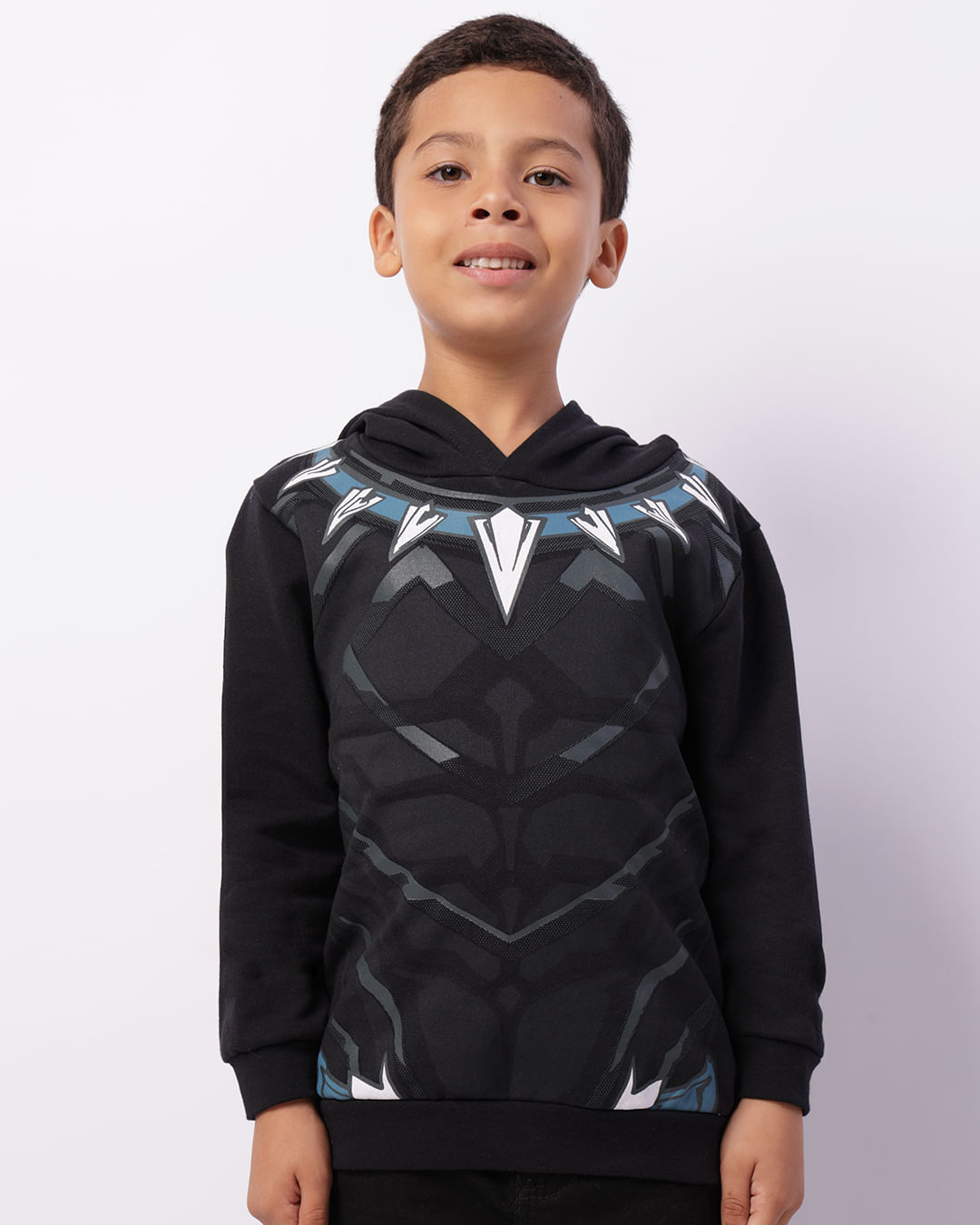 TROCAR FOTO - Blusão Moletom Infantil Marvel Pantera Negra Com Capuz Preto-1745506345330