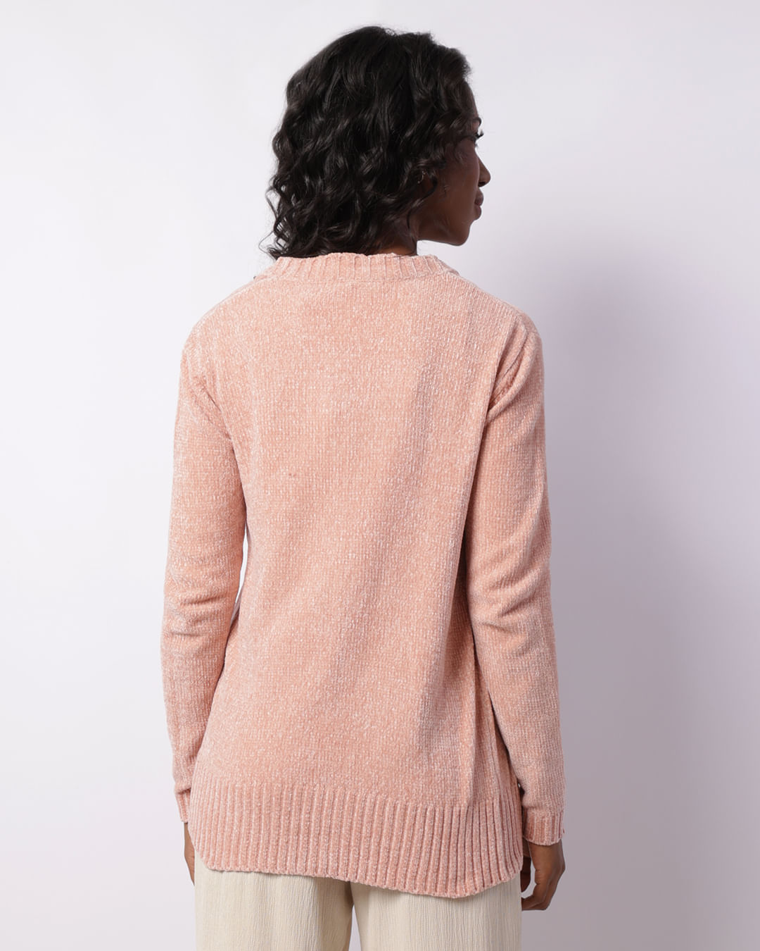 Cardigan-Chenille-C02 rose---Rose
