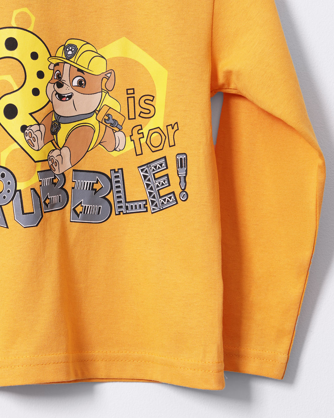 Blusa Bebê Rubble Patrulha Canina Manga Longa Mostarda-1745841382722