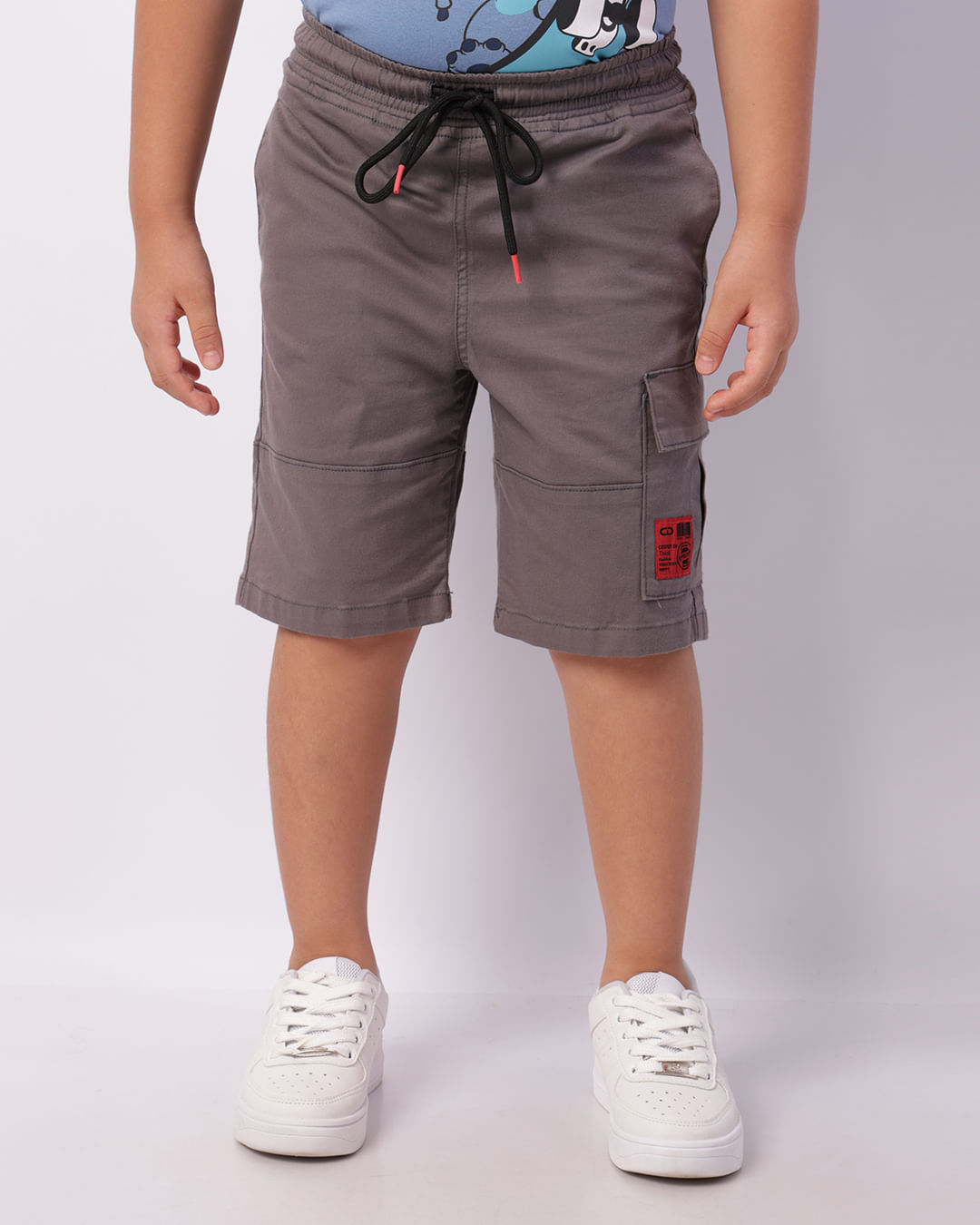 Bermuda Infantil Sarja Reta Cargo Cinza-1746191574420