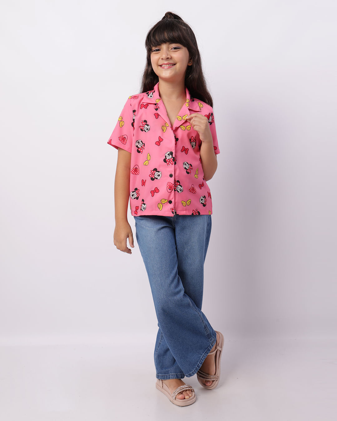 Camisa Infantil Disney Minnie Rosa-1746196136571