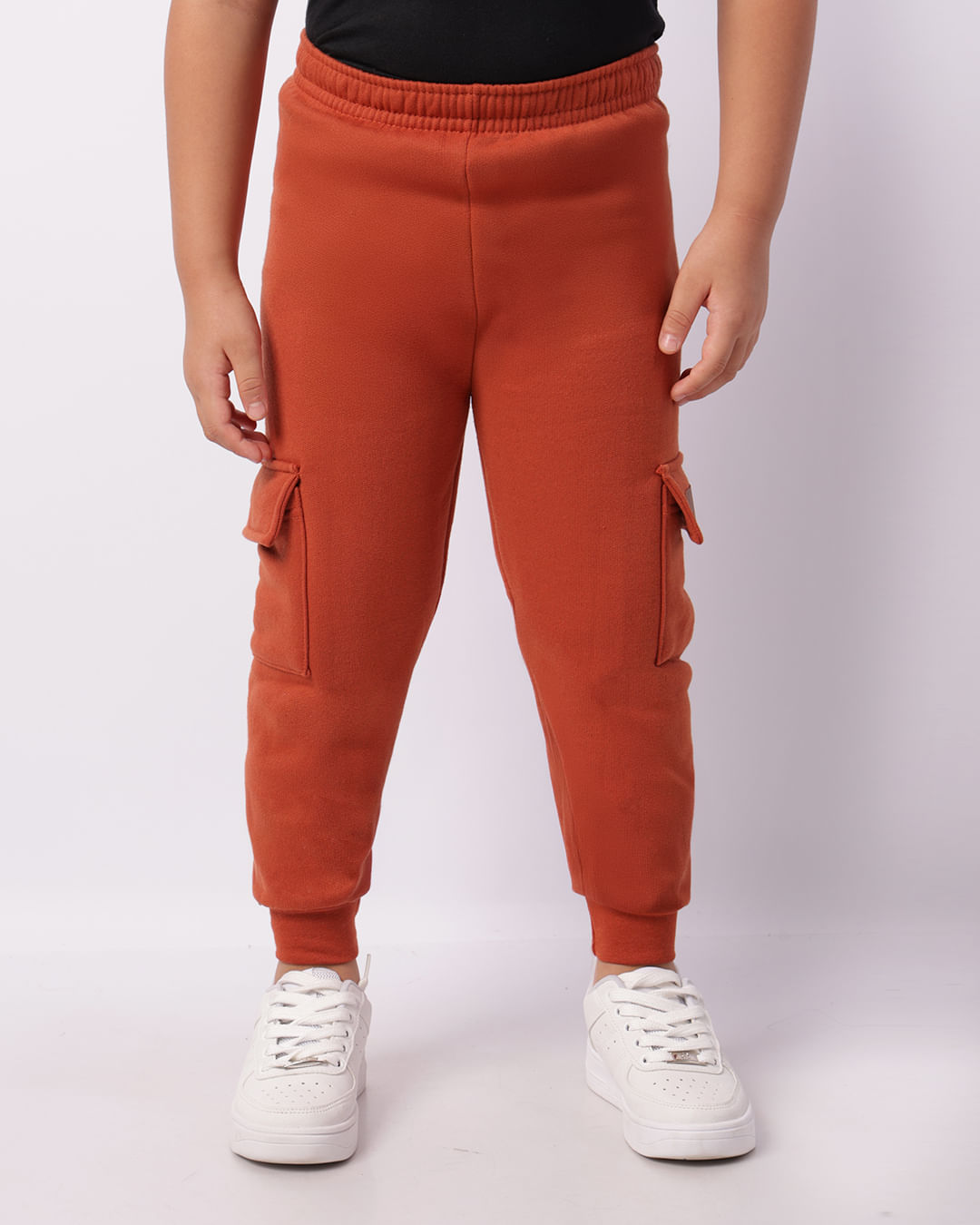 Calça Moletom Infantil Jogger Bolso Cargo Marrom-1746199754887