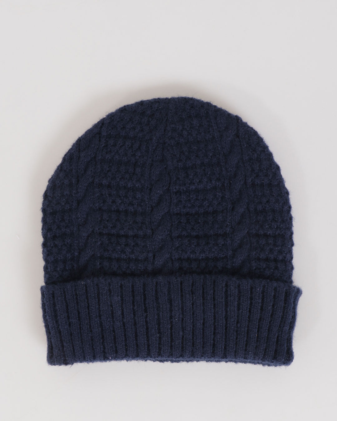 Gorro Juvenil Com Forro Tricô Trançado Marinho-1746203277078